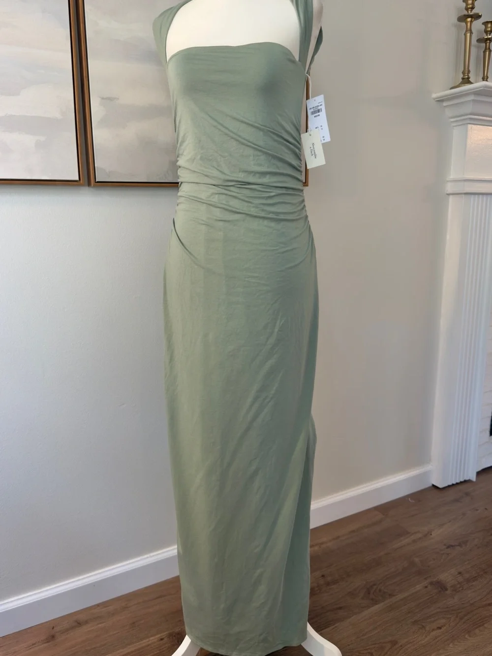 NWT Abercrombie & Fitch Ava Knit Maxi Dress Sage Green | Side Slit | Medium